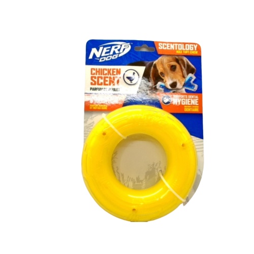 Dog Toy Chicken Scented Scentology Max Tuff Chew Ring Nerf Dog