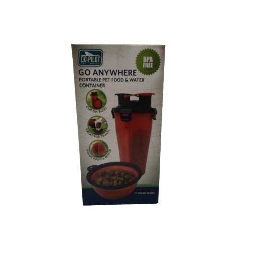 Portable Pet Food & Water Container Red Go Anywhere Co-pilot