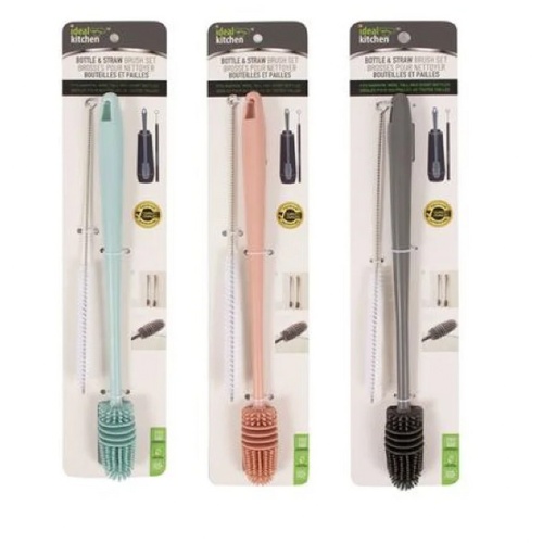 Bottle & Straw Brush Set - assorted colours Dishwasher Safe each sold individually