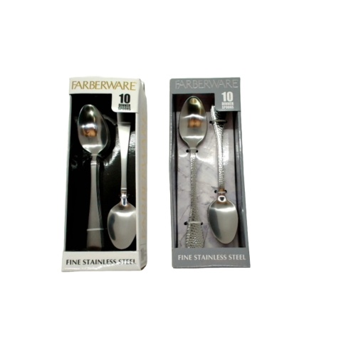 Dinner Spoons 10pk. Fine Stainless Steel Assorted Farberware