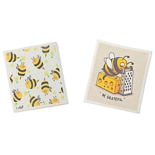 Swedish Dish Cloth 2pc Bee Grateful  Asstd 7.6 X 6.7