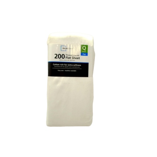 200 Thread Count Flat Sheets White Queen Size Mainstays