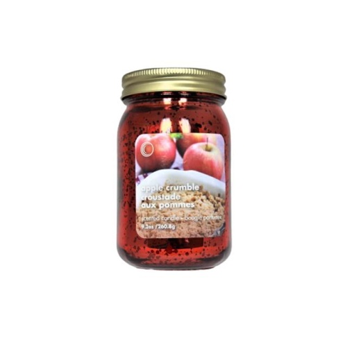 Mason Jar Candle 9.2oz Electroplated Apple Crumble 3 Dia X 5 H