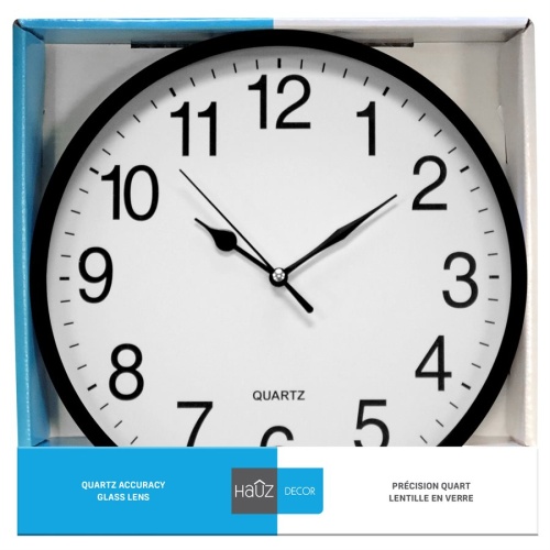 wall clock Round 10 with white background and black borders Hauz