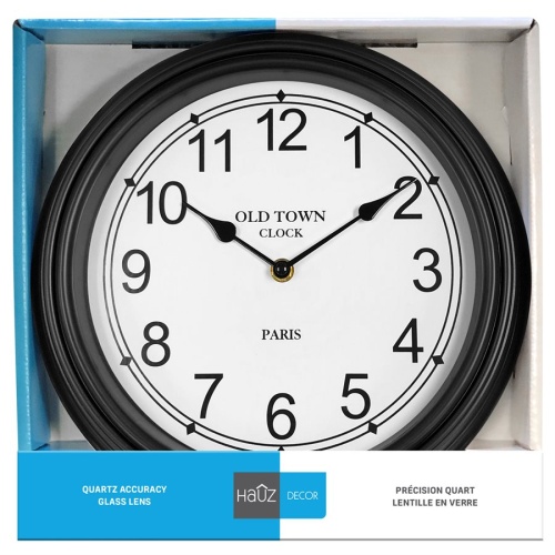 wall clock Round 12 with large black borders and white background Hauz