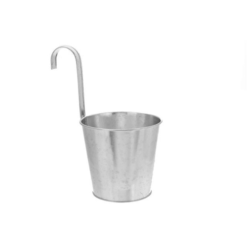 Metal Round Planter With Hook Large 5.7 Dia X 10