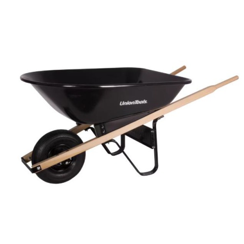 Wheelbarrow 5 Cu Ft Homeowner - Hardwood Handles - 14 Inch Pneumatic Tire 190 Lbs Capacity