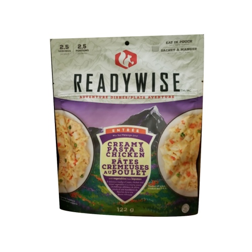 camping food - creamy pasta with chicken 122g makes 2.5 servings ReadyWise