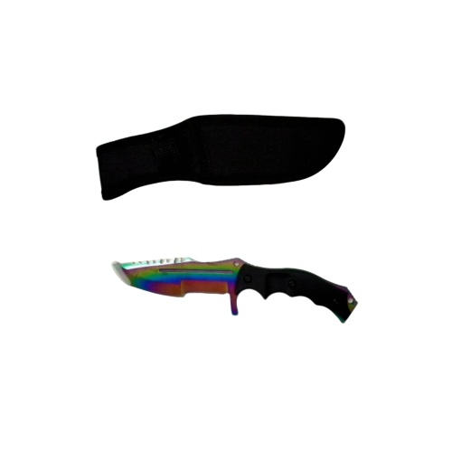 Hunting Knife 4.5 Rainbow Tanto Blade w/Belt Loop Sheath