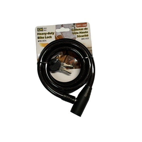Keyed bike lock 12mm heavy duty with 2 keys 3.94 feet 120cm