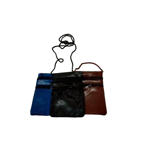 Travel Neck Passport Holder Pouch 3 Zip Assorted Colours