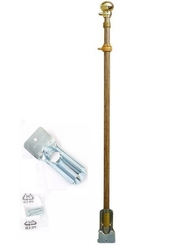 Flag pole 43-72 inch wood look aluminum pole with mounting hardware
