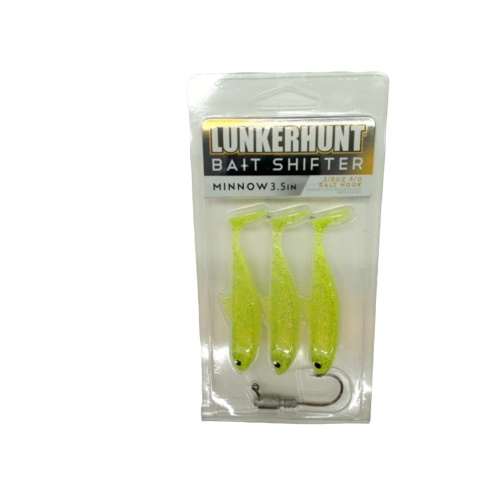 Bait Shifter Minnow 3.5 3pk. 3/8oz. 4/o Nitro Glow Lunkerhunt