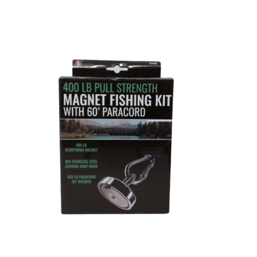 Magnet Fishing Kit 400lb. Pull Strength w/60' Paracord