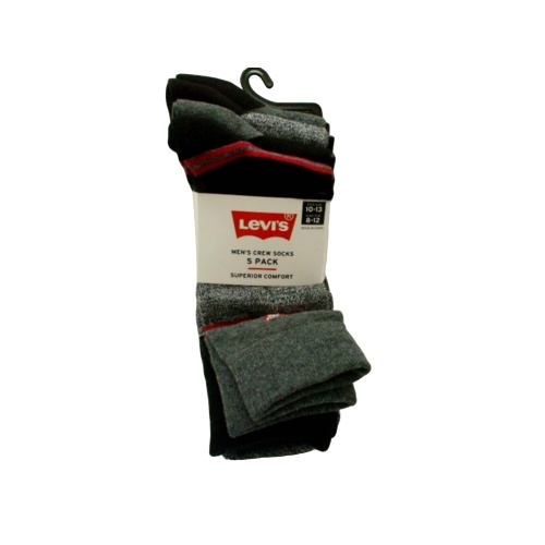 Mens Crew Socks 5pk. Size 10-13 Levi's Superior Comfort