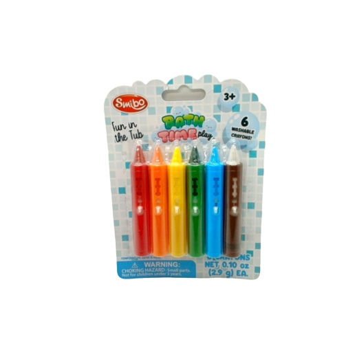 Bath Crayons 6pk. Assorted Colours Bath Time Play Smibo