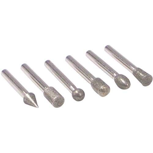Diamond piont set 6pc 1/4 shank for use on ceramic, glass, jade, steel to engrave, carve, finish