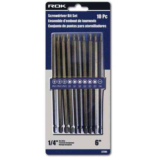 Screwdriver bit 10 pc 6 in 4 size  robert 3 philips 3 slots