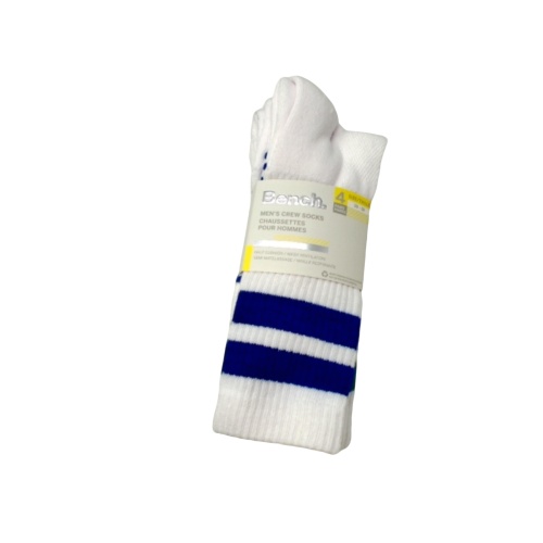 Socks Men's Crew 4pk. White Half Cushion Mesh Ventilation Bench