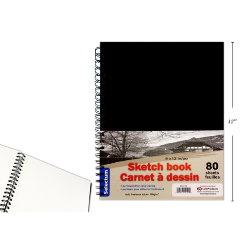 Sketch Book Hard Cover Coil 80 sheets 9x12