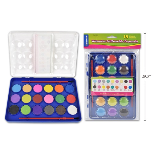 WATERCOLORS SET 18 W/ 2 BRUSHES 20.5X14CM