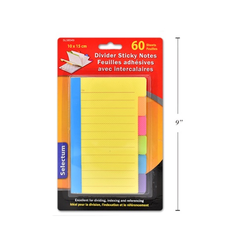 DIVIDER STICKY NOTES BOOKLET 60 SHEETS 10X15CM 6 COLOURS TAB 75 GMS PAPER ( 5 13/16 x 3 13/16