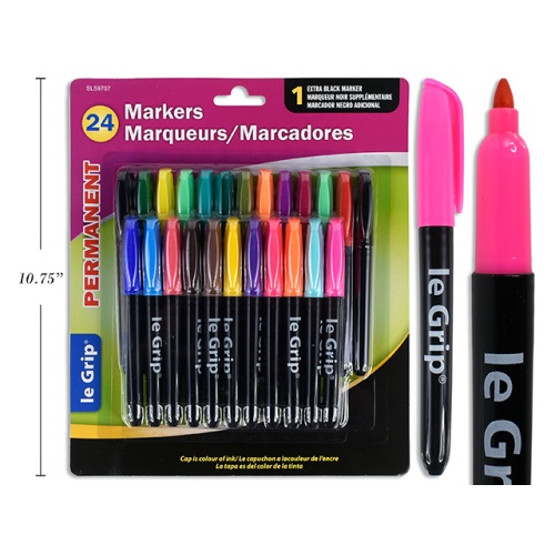 PERMANENT MARKERS 24Pk ASST COLORS/SET BULLET POINT ( 22 COLORS + 2 BLACK )