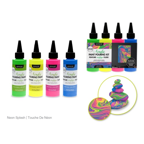 Acrylic Pouring Paint Kit 4pk 4oz Ready To Pour D) Neon Splash