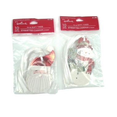 Tie On Gift Tags 10pk. Santa Or Snowman Hallmark