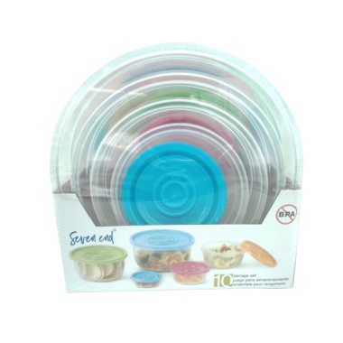 Food Storage Containers 10pc. Set Round Plastic Seven End (endcap)