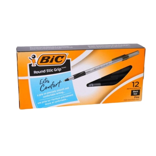 Bic Round Stic Fine Blk Pen 0.8mm