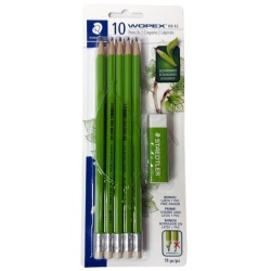 Staedtler 10pk Wopex Hb#2 Pencil + Eraser