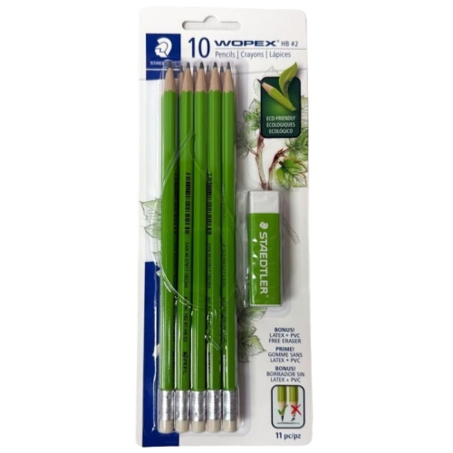 Staedtler 10pk Wopex Hb#2 Pencil + Eraser