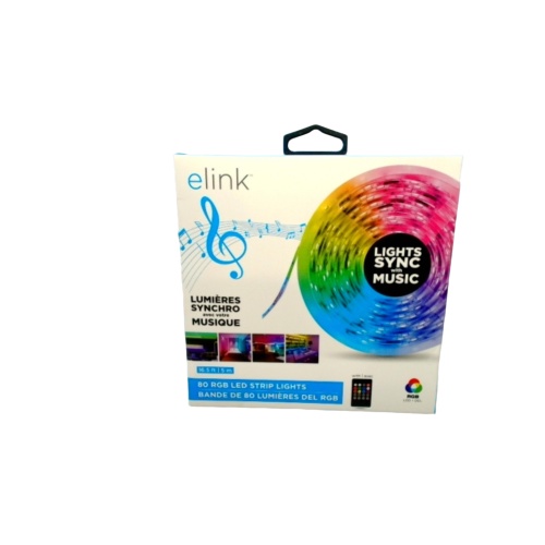 80 RGB LED Strip Lights 16.5' w/Remote Syncs With Music Elink