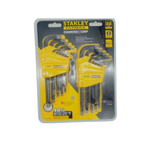 22pc. Hex Key Set SAE & Metric Diamond Grip Stanley