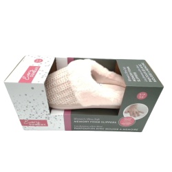 Women's Ultra Soft Memory Foam Slippers Cableknit Pink On Pink Ass't Sizes Every Sunday
