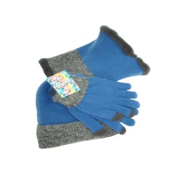 3pc. Thermal Set Blue Gloves, Hat & Neck Warmer Nicci