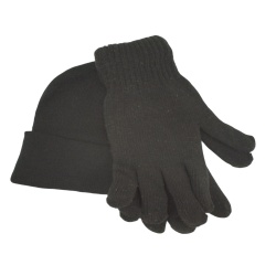 Hat & Glove Set Black Recycled Yarn Antonio Nicci