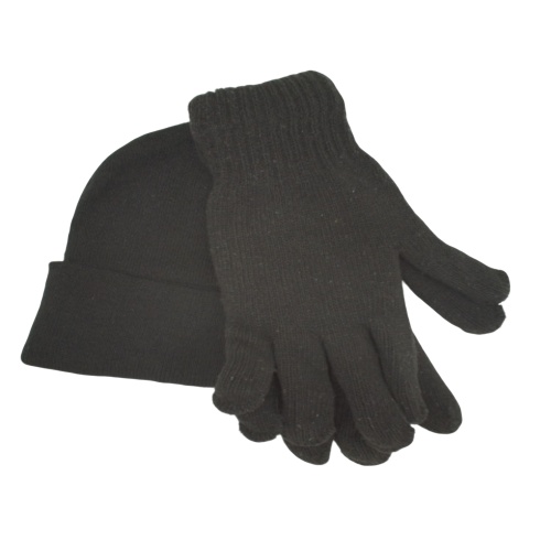 Hat & Glove Set Black Recycled Yarn Antonio Nicci