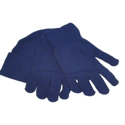 Hat & Glove Set Blue Recycled Yarn Antonio Nicci
