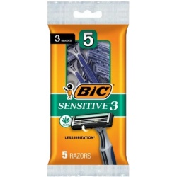 Bic Sensitive 3 Disposable Razors Sensitive Skin Men S 3-blade 5 Count