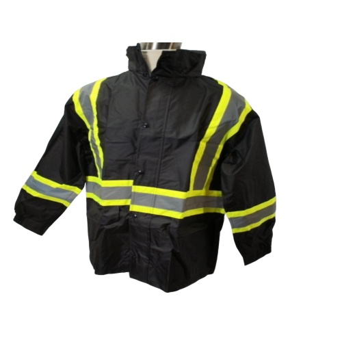 Hi-Vis Waterproof Safety Rain Jacket XL Black Sturrdi