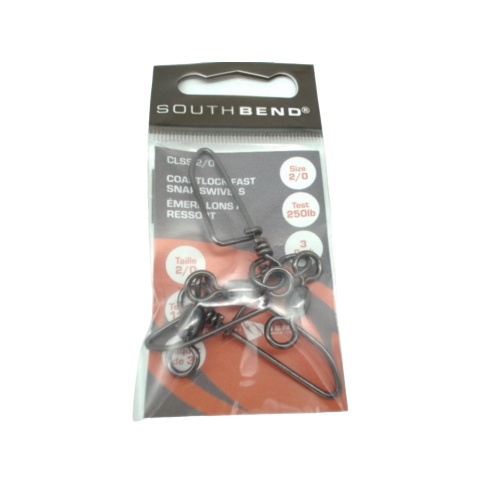 Coastlock Fast Snap Swivels Size 2/0 250lb Test 3pk. Southbend