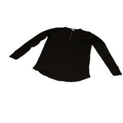 Men's Thermal Henley Long Sleeve Shirt Small Black