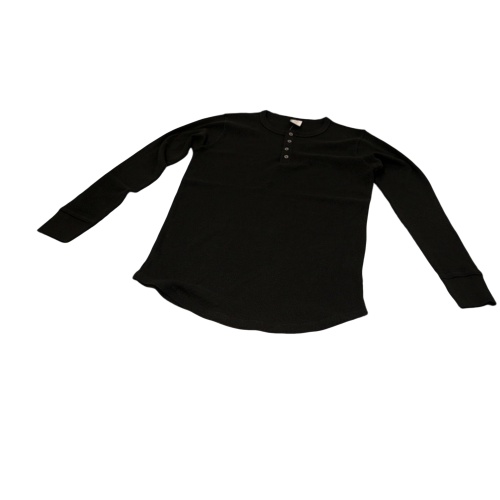 Men's Thermal Henley Long Sleeve Shirt Small Black