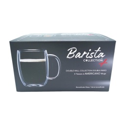 4pc. Americano Mug Set 12.3oz. Double Wall Borosilicate Glass Barista Collection