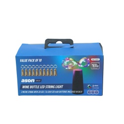Wine Bottle LED String Light 10pk. 2m. 4 Colour Ason Décor