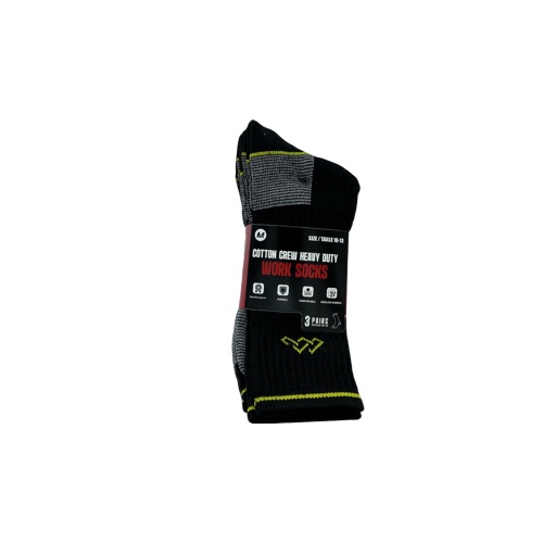 Work Socks 3pk. Size 10-13 Heavy Duty Cotton Mega