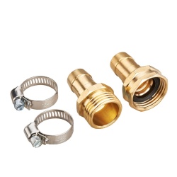 Hose Repair Coupling 5/8 Male & Female w/ Clamps Rain Wave"