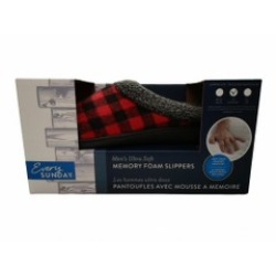 Men's Ultra Soft Memory Foam Slippers Clog Red Buffalo Check Ass't Sizes Every Sunday